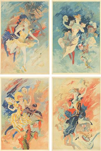 JULES CHÉRET (1836-1932). [LES ARTS]. Four decorative panels. 1891. Each 49x33 inches, 124½x83¾ cm. Chaix, Paris.                                